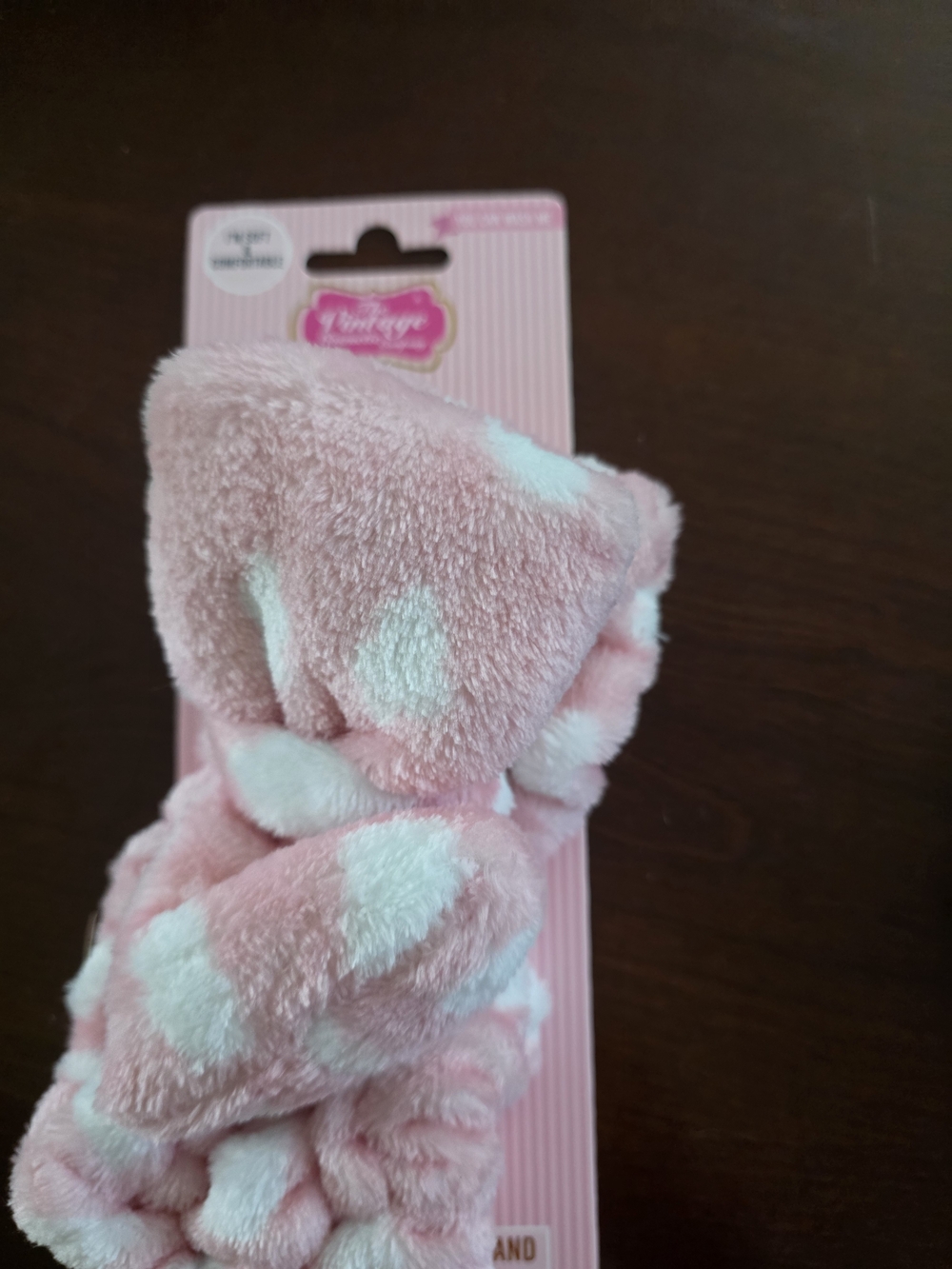 The Vintage Shop Pink and White Plush Heart Headband